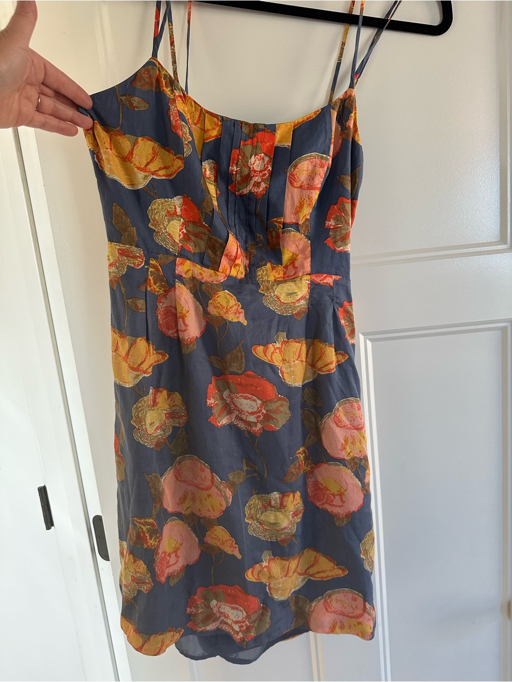 Maeve Navy Mini Dress with Pink & Yellow Floral Pattern